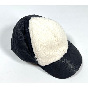 Echo Wkmans Hat Black & White Faux Shearling Baseball Cap One Size